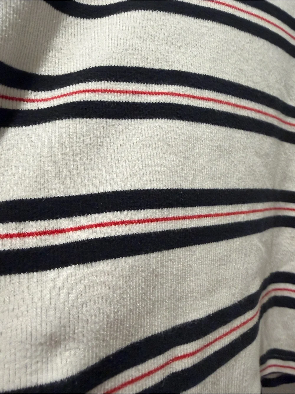 Veronica Beard Striped Puff Sleeve Turtleneck Sweater Ivory Black Red - Medium
